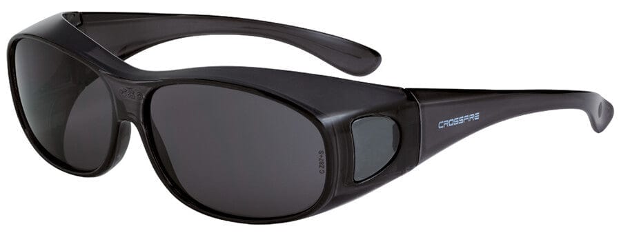 Crossfire OG3 OTG Safety Glasses with Crystal Black Frame and Large Smoke Lens 3116