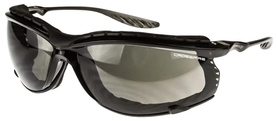 Crossfire 24Seven Safety Glasses with Crystal Black Frame with Foam and Smoke Lens