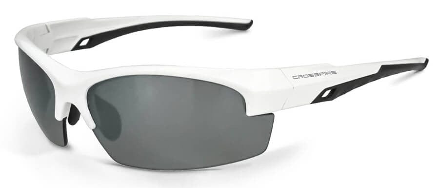 Crossfire Crucible Safety Glasses White Frame Polarized Silver Mirror Lens 40227