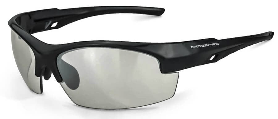 Crossfire Crucible Safety Glasses Shiny Black Frame Indoor/Outdoor Lens 40412
