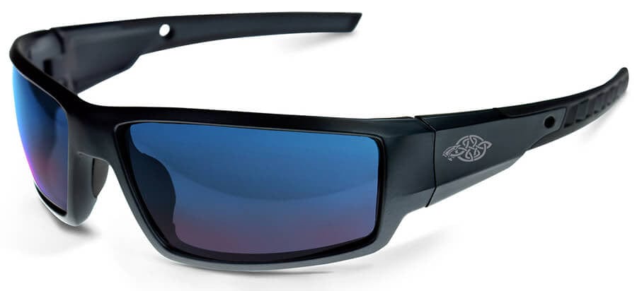 Crossfire Cumulus 41626 Safety Glasses Matte Black Frame Blue Mirror Lens