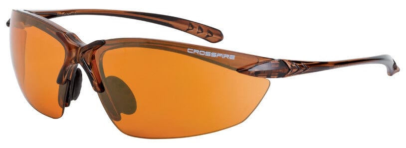 Crossfire Sniper Safety Glasses with Crystal Brown Frame and HD Copper Lens