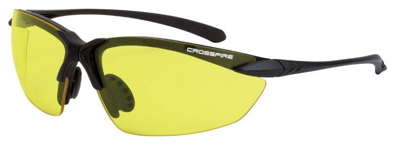 Crossfire Sniper Safety Glasses with Matte Black Frame and Yellow Lens