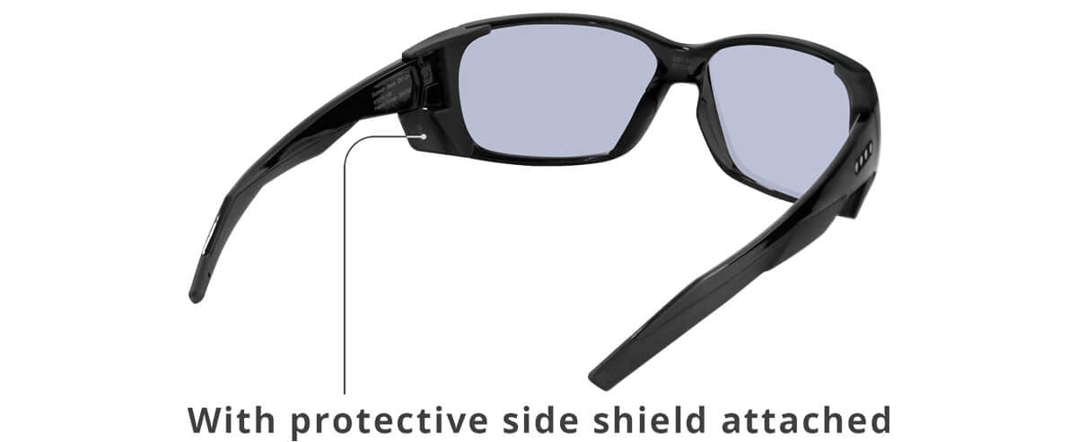 EnChroma Summit Color Blind Safety Glasses with Cx1 Indoor DT Lens Cx1-DT-SUM-BK-PL - Back View with Side Shield
