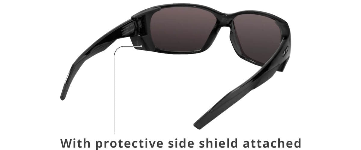 EnChroma Summit Color Blind Safety Glasses with Cx3 Outdoor Sun Lens Cx3-SN-SUM-BK-PL - Back View with Side Shields