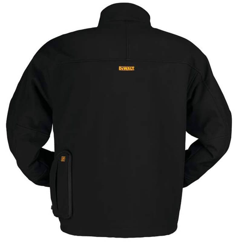 DEWALT Unisex Heated Soft Shell Jacket Black With Battery & Charger - Front View
