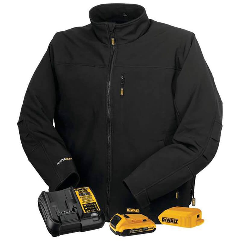 DEWALT Unisex Heated Soft Shell Jacket Black With Battery & Charger