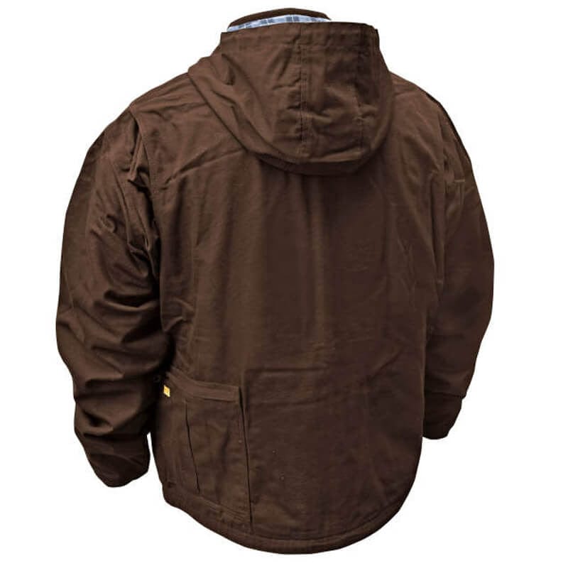 DEWALT DCHJ076ATB Unisex Heated Heavy Duty Work Coat Tobacco Without Battery - Back View