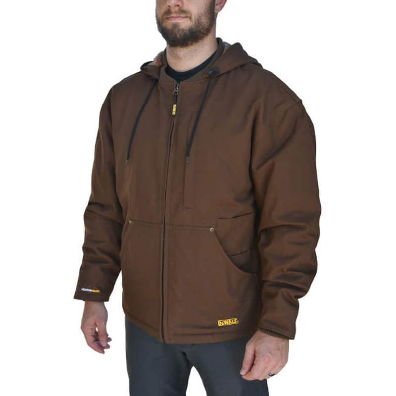 DEWALT Unisex Heated Heavy Duty Work Coat Tobacco No Battery