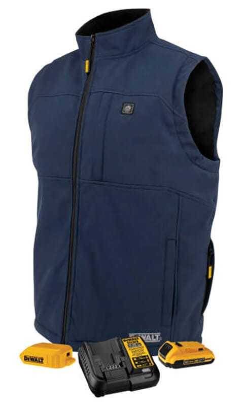 DEWALT Unisex Navy Heated Vest with Sherpa Lining and Battery & Charger DCHV089D1