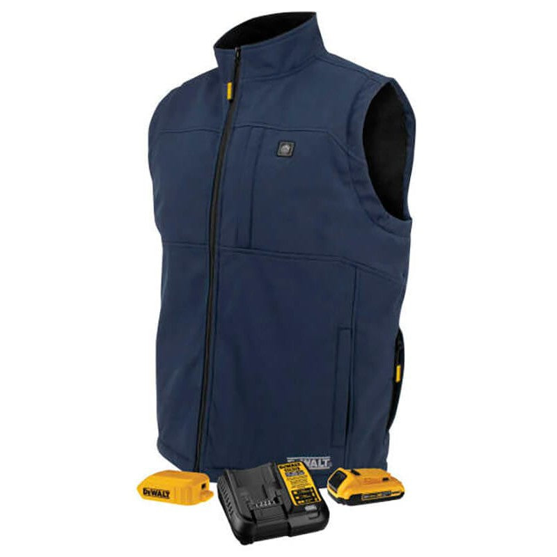 DEWALT Unisex Navy Heated Vest with Sherpa Lining and Battery & Charger DCHV089D1