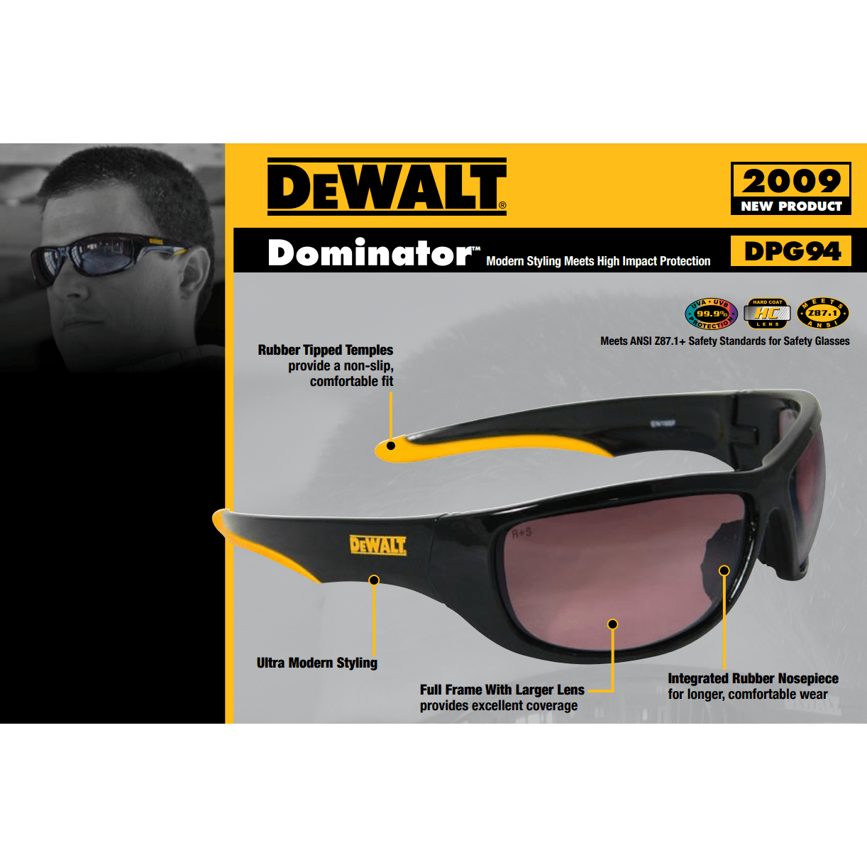 DeWalt Dominator Safety Glasses with Indoor Outdoor Lens
