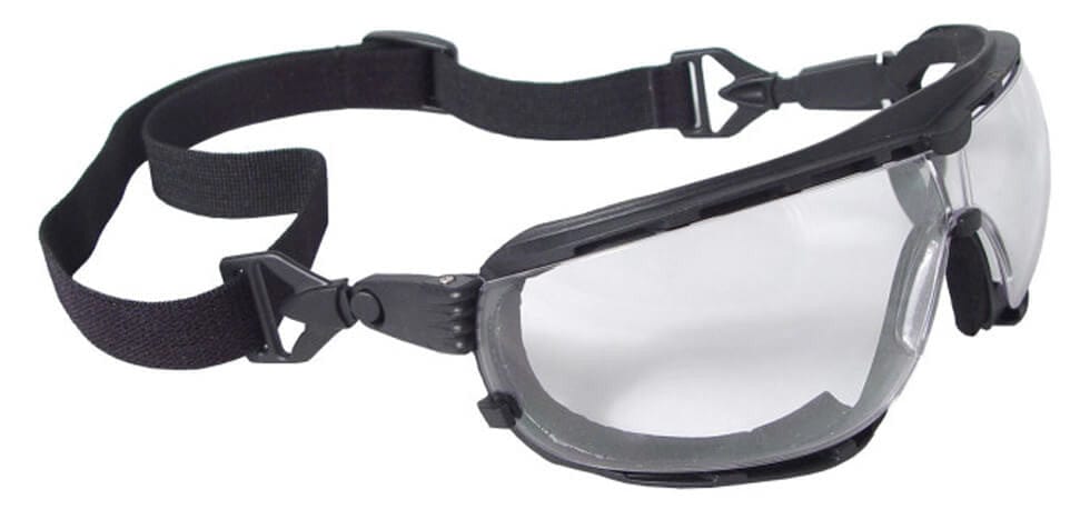 Radians Dagger Foam-Lined Safety Glasses/Goggle with Clear Anti-Fog Lens - shown with included strap