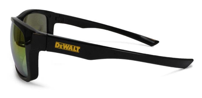 DeWalt Supervisor Safety Glasses with Black Frame and Yellow Mirror Lens - Side View