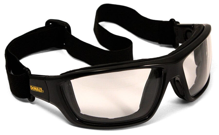 DeWalt Converter Safety Glasses/Goggles with Black Frame and Indoor-Outdoor Anti-Fog Lens - With Goggle Strap DPG83-91