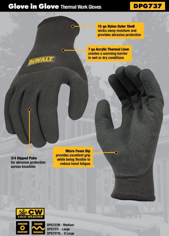 DeWalt DPG737 Thermal Work Gloves Key Features