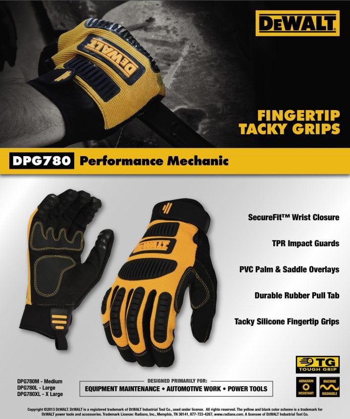 DeWalt DPG780 Performance Mechanic Work Gloves Key Features