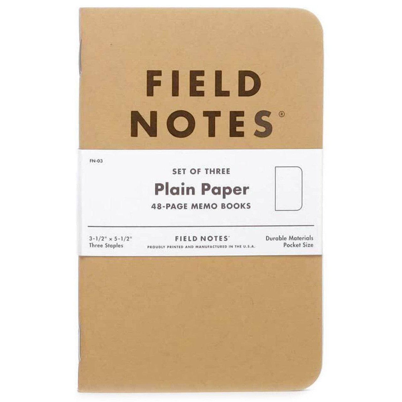 Field Notes Plain Paper 3-Pack Notebooks