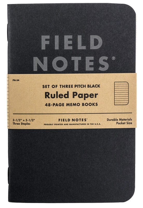 Field Notes Pitch Black Ruled 3-Pack