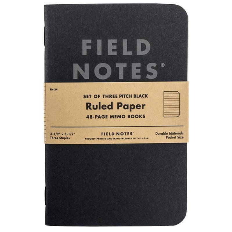 Field Notes Pitch Black Ruled 3-Pack