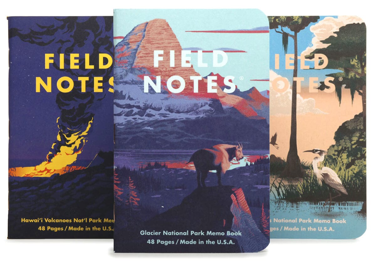 Field Notes National Parks 3-Pack, Glacier, Hawai'i, Everglades