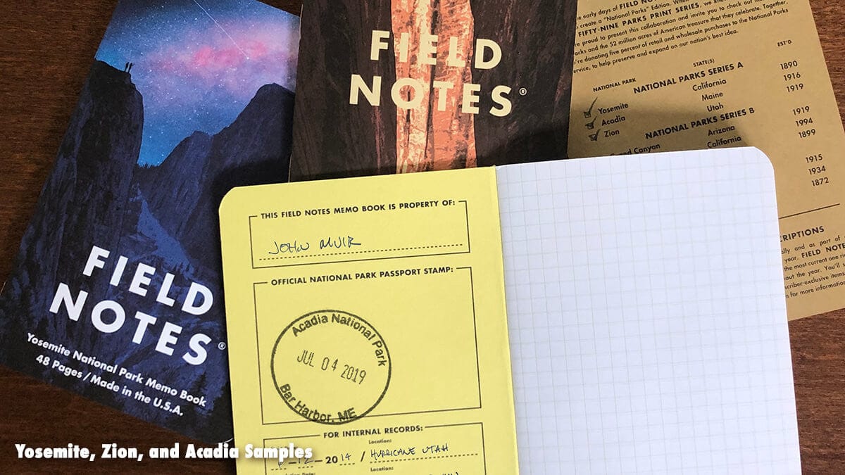 Field Notes National Parks - Notebook Interior Samples