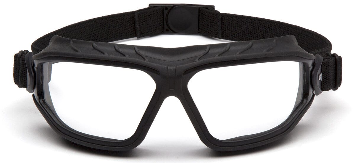 Pyramex Torser Safety Goggles with Black Frame and Clear H2MAX Anti-Fog Lens GB10010TM - Front View