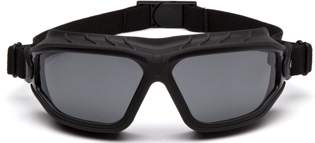 Pyramex Torser Safety Goggles with Black Frame and Gray H2MAX Anti-Fog Lens GB10020TM - Front View