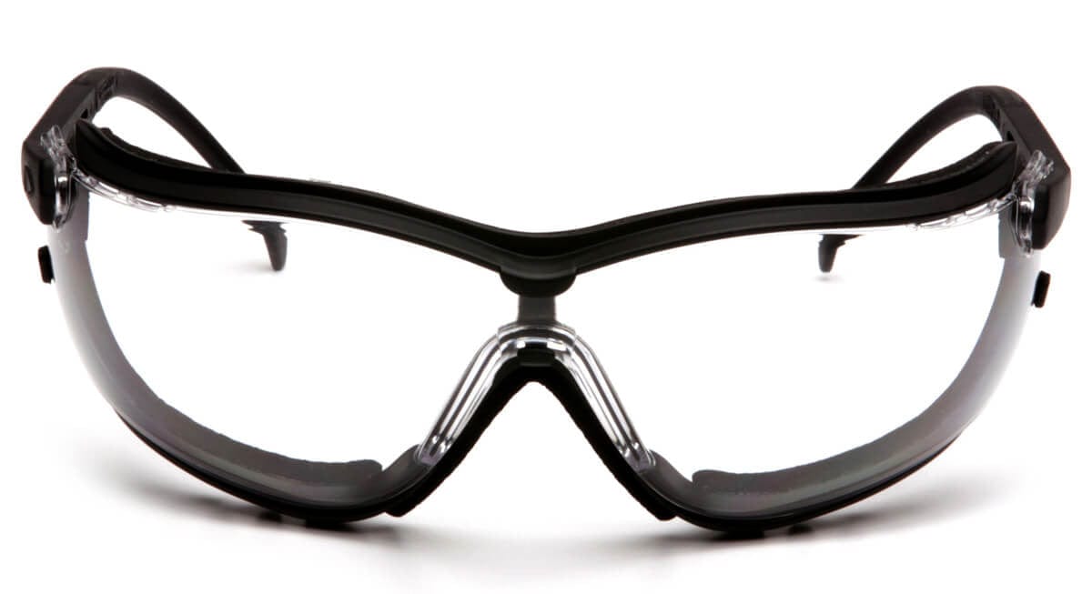 Pyramex V2G Safety Glasses/Goggles with Black Frame and Clear Anti-Fog Lens GB1810ST Front