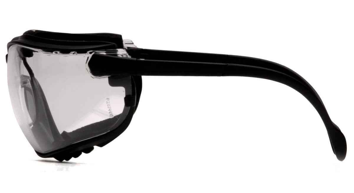 Pyramex V2G Safety Glasses/Goggles with Black Frame and Clear Anti-Fog Lens GB1810ST Side