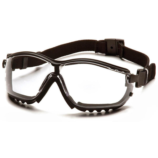 Pyramex V2G Safety Glasses Black Frame Clear Anti-Fog Lens