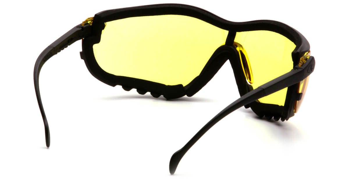 Pyramex V2G Safety Glasses/Goggles with Black Frame and Amber Lens - Back