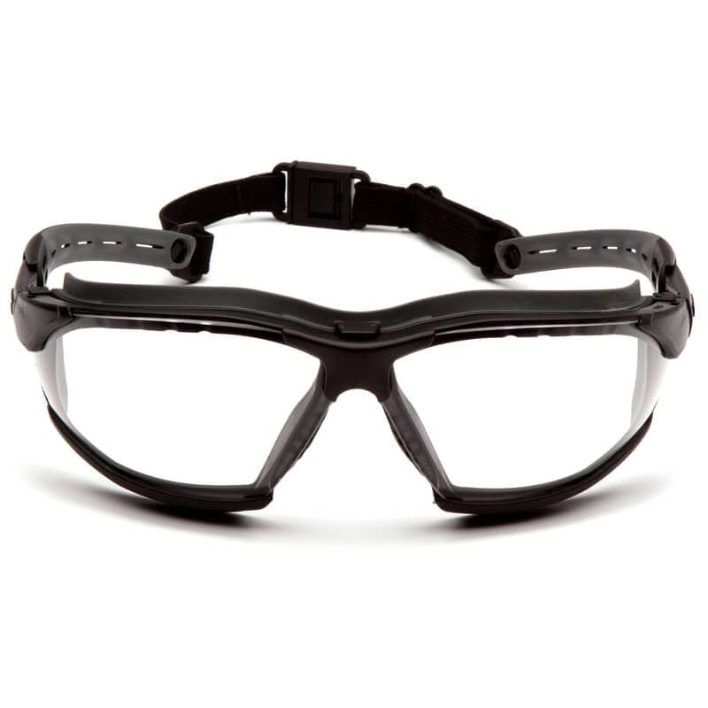 PPyramex Isotope Convertible Safety Glasses/Goggles Black Frame Clear H2MAX Anti-Fog Lens GB9410STM - Front