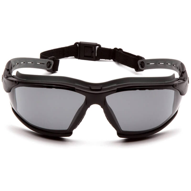 Pyramex Isotope Convertible Safety Glasses/Goggles Black Frame Gray H2MAX Anti-Fog Lens GB9420STM - Front