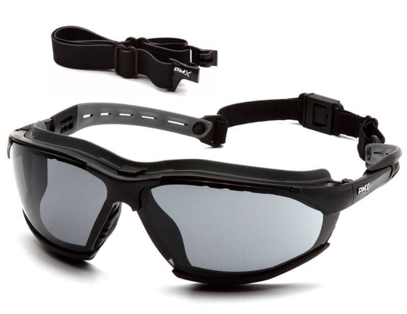 Pyramex Isotope Convertible Safety Glasses/Goggles Black Frame Gray H2MAX Anti-Fog Lens