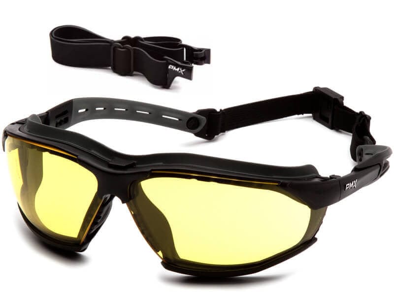Pyramex Isotope Safety Glasses/Goggles Black Frame Amber H2MAX Anti-Fog Lens GB9430STM
