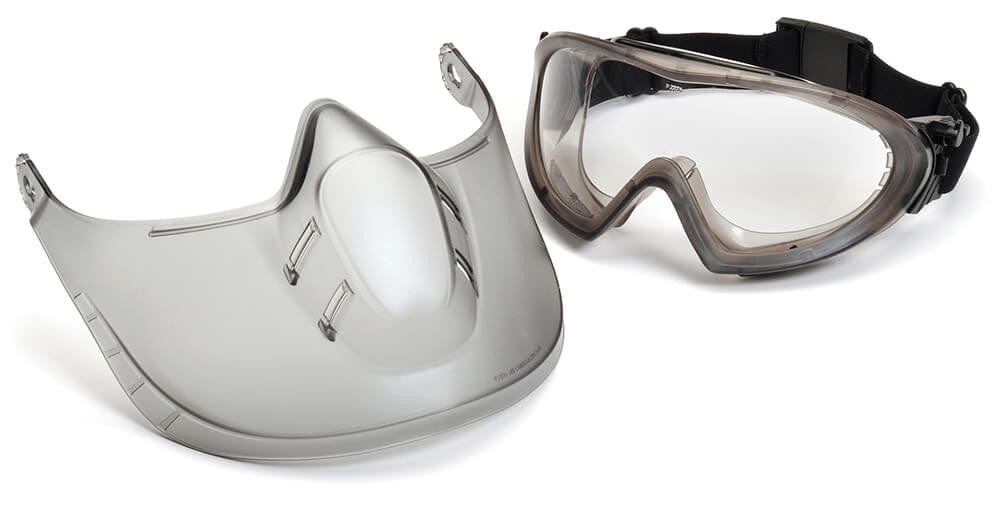 Pyramex Capstone Goggle with Face Shield and Clear H2X Anti-Fog Lens
