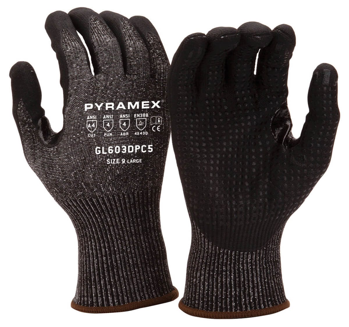 Pyramex GL603DPC5 Cut-Resistant A4 Foam Nitrile Dipped Gloves
