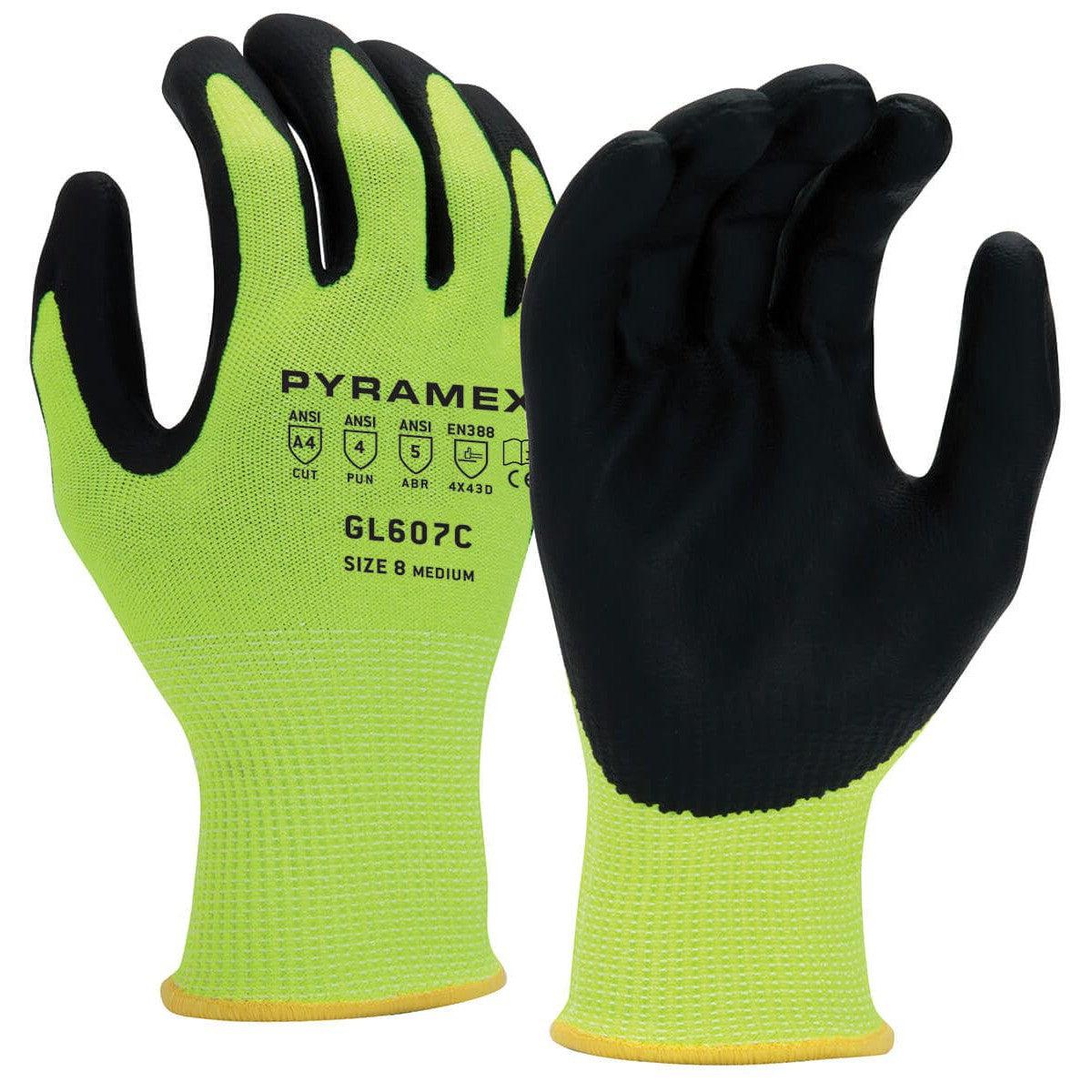 Pyramex GL607C Hi-Vis Cut-Resistant A4 Foam Nitrile Dipped Gloves