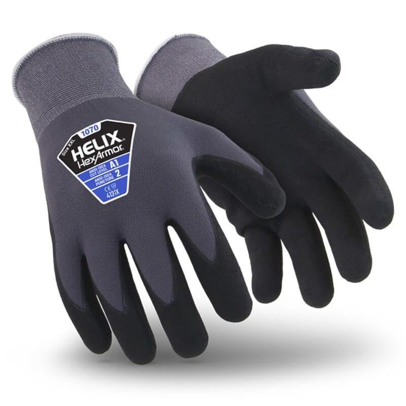 HexArmor Helix 1070 Foam Nitrile Dip Work Gloves