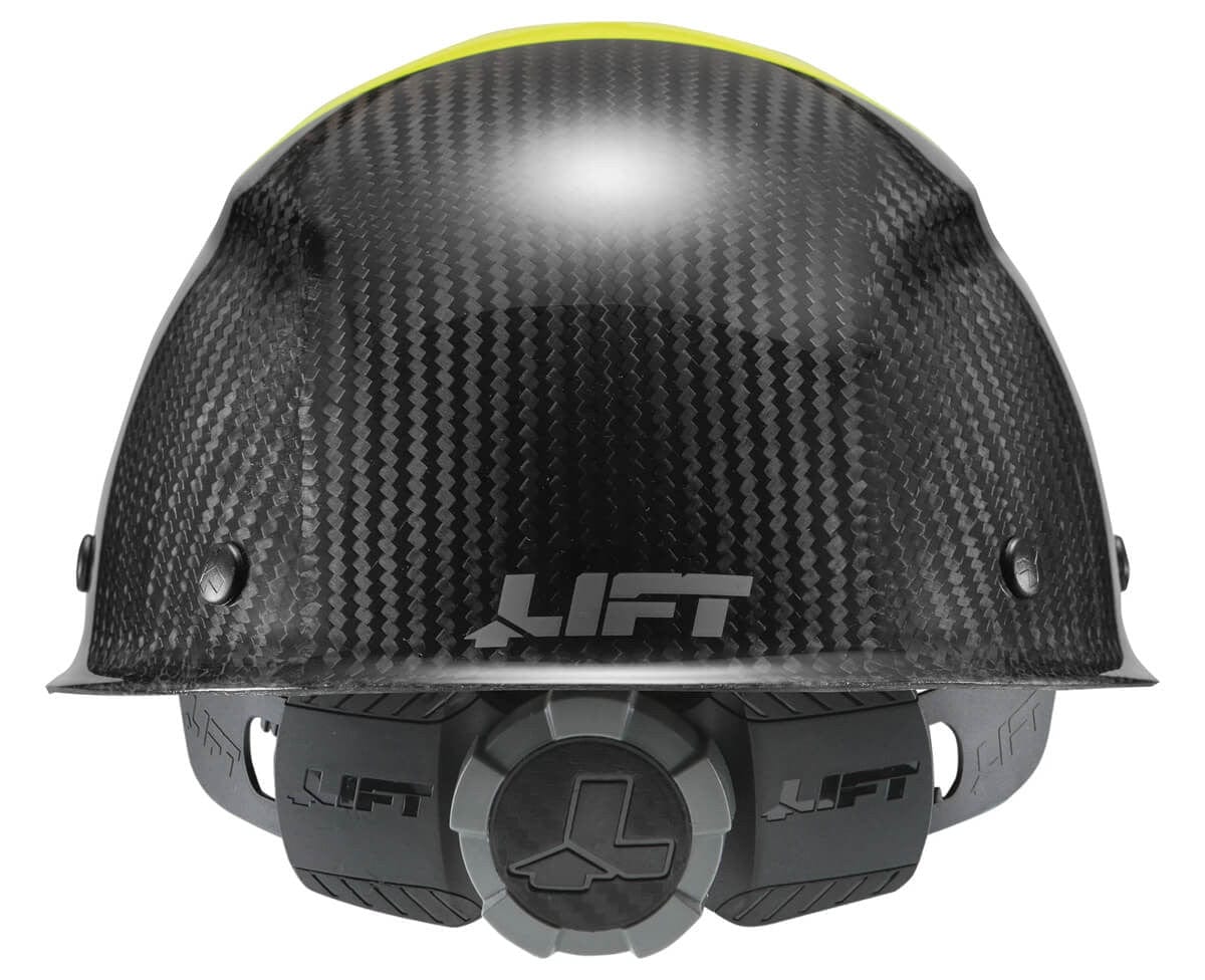 Lift Safety Dax Carbon Fiber Cap Style Fifty 50 Hard Hat with 6-Point Suspension - Yellow/Black Back