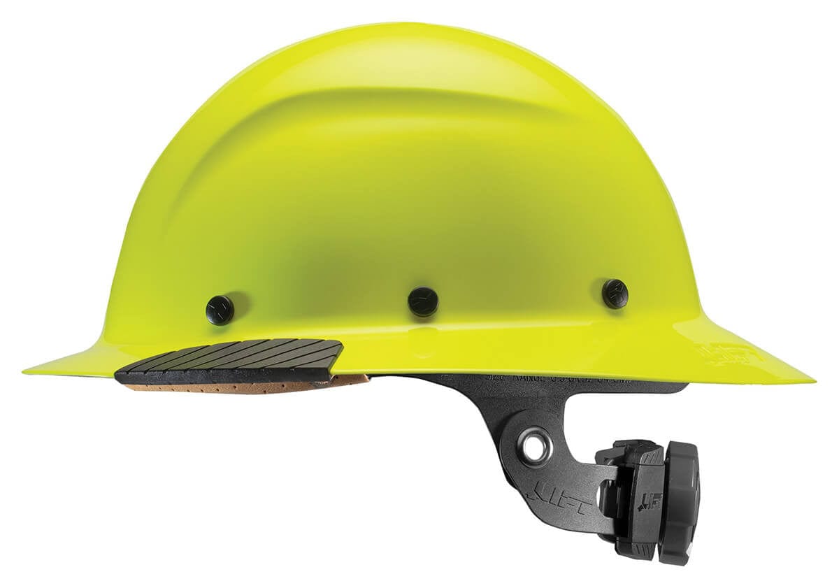 Lift Safety Dax Fiber Resin Full Brim Hi-Viz Hard Hat with 6-Point Suspension - Yellow Side