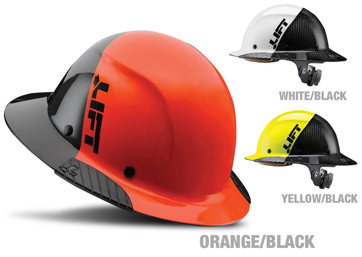 Lift Safety Dax Carbon Fiber Full Brim Fifty 50 Hard Hat with 6-Point Suspension
