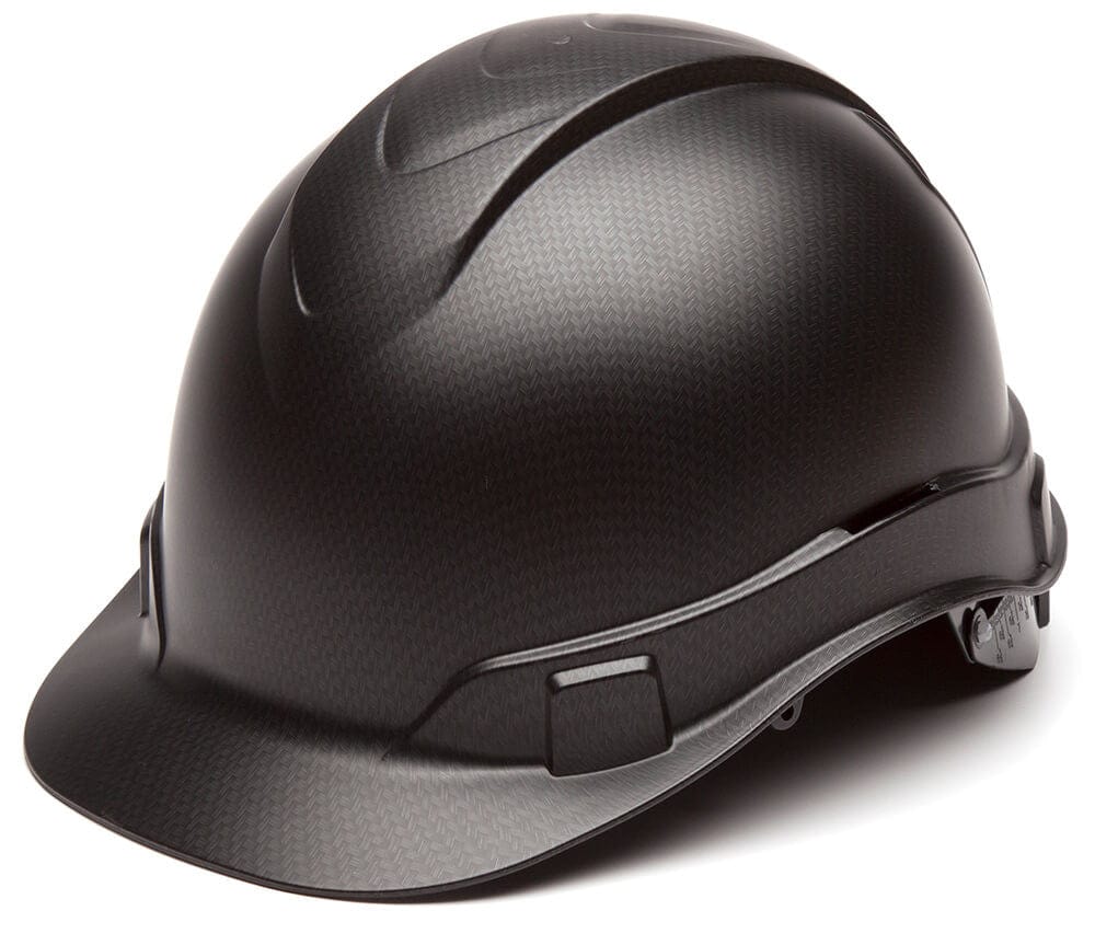 Pyramex Ridgeline Cap Style Hard Hat with 4-Point Ratchet Suspension - Matte Black Graphite Pattern