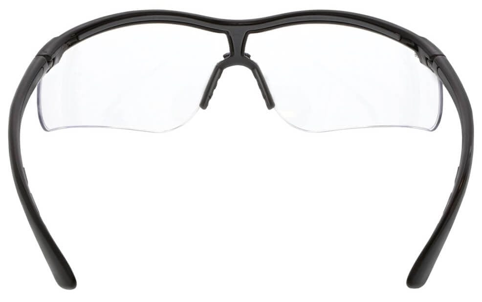 MCR Safety Klondike KD7 Safety Glasses with Black Frame and Clear MAX6 Anti-Fog Lens KD710PF - Back View