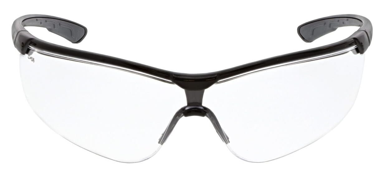 MCR Safety Klondike KD7 Safety Glasses with Black Frame and Clear Lens KD710 - Front View