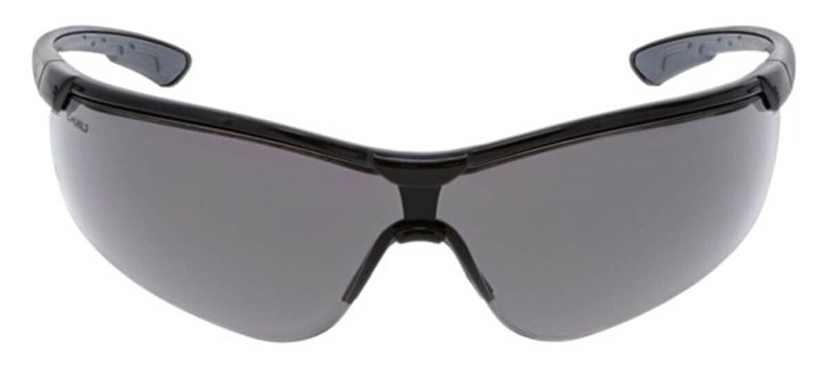 MCR Safety Klondike KD7 Safety Glasses with Black Frame and Gray Lens KD712 - Front View