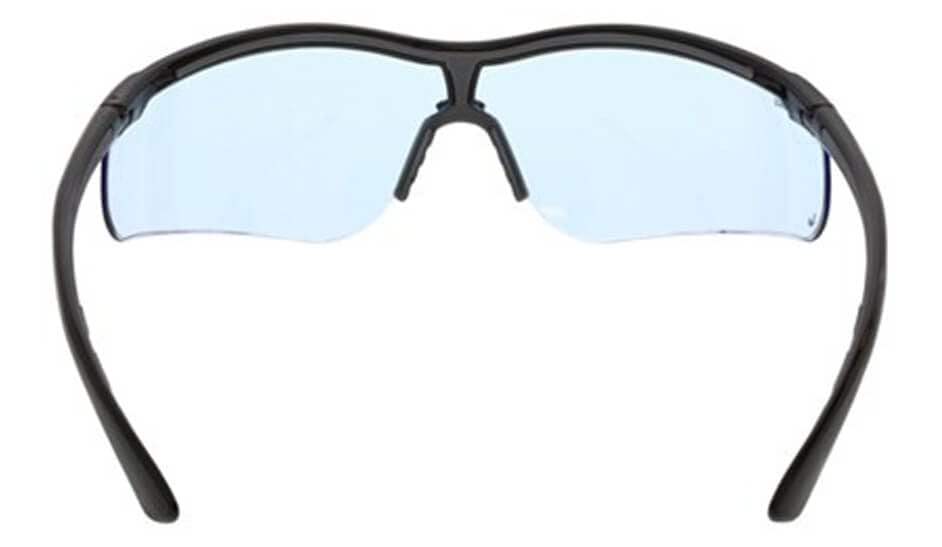 MCR Safety Klondike KD7 Safety Glasses with Black Frame and Light Blue UV-AF Lens KD713AF - Back View