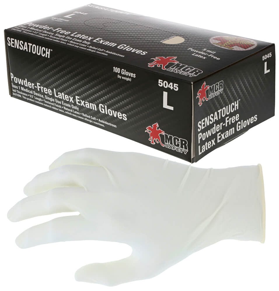 MCR SensaTouch Disposable Gloves, Natural Latex, Medical Grade, Powder Free, 5-Mil (Box 100)