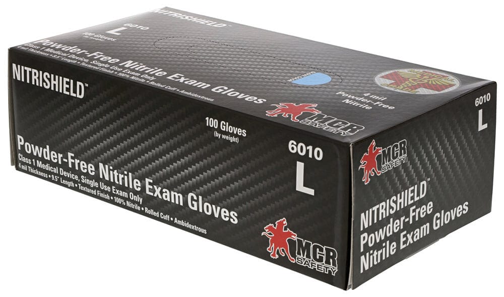 MCR NitriShield Disposable Gloves, Blue, Medical Grade, Powder Free, 4-Mil (Box 100) - Box